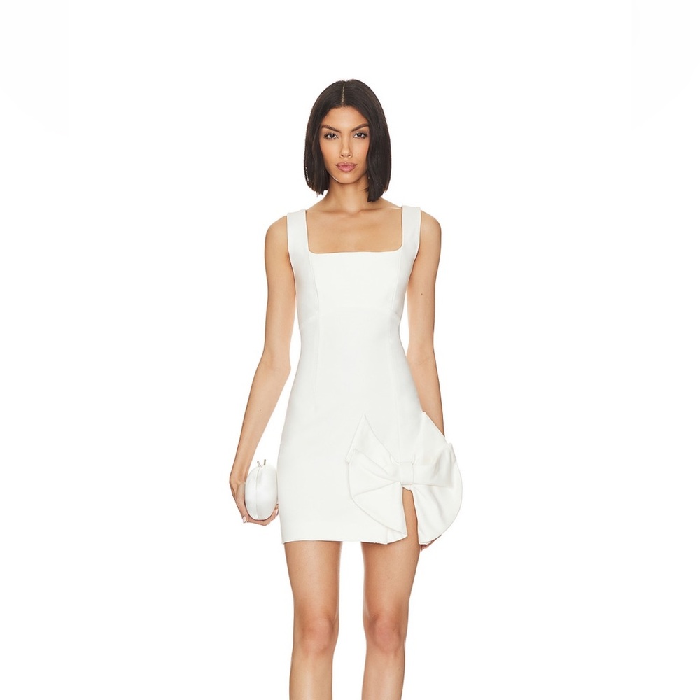 White Rays Dress in Ivory with Bow